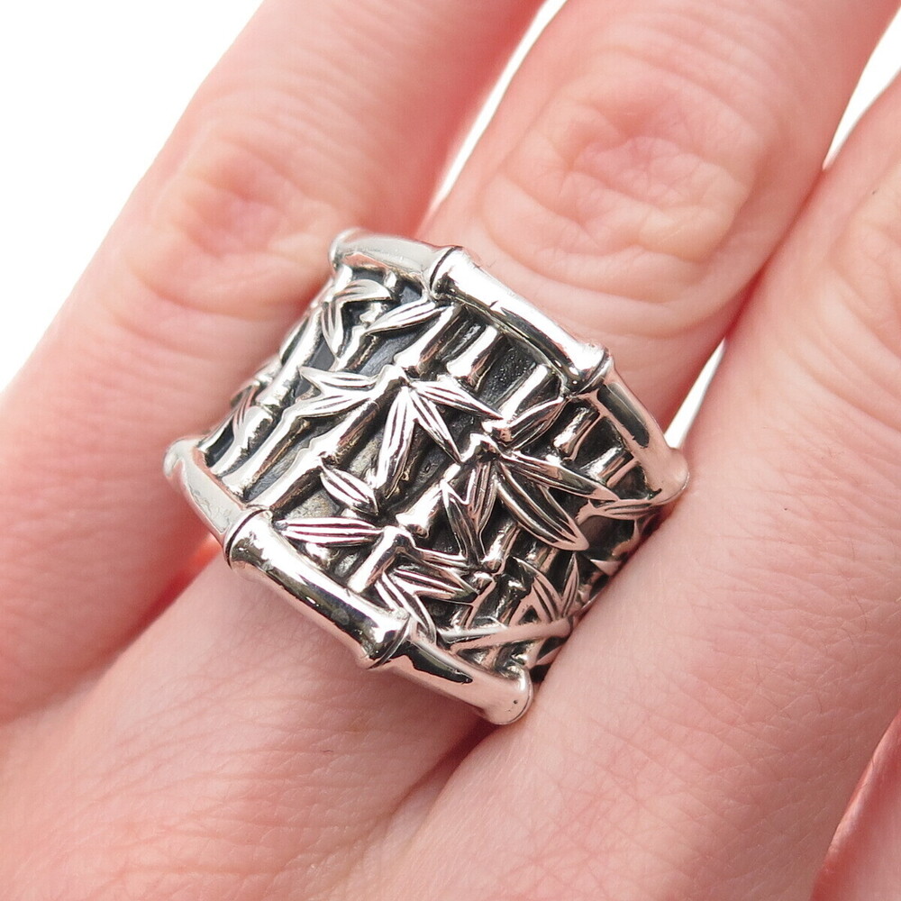 Jai by John Hardy 925 Sterling Silver Bamboo Oxidized Ring Size 5.25